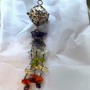 Rainbow / Pride locket with rainbow gems (carnelian amethyst etc)